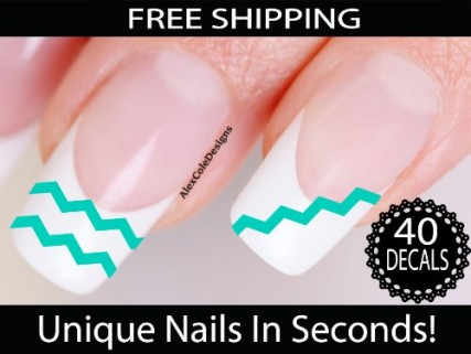 This picture shows leaving the decal directly on the nail...
