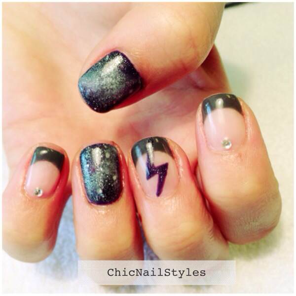 Here's a Galaxy nails French mani--I love how these turned out. I used Gelish Jet Set for the tips.