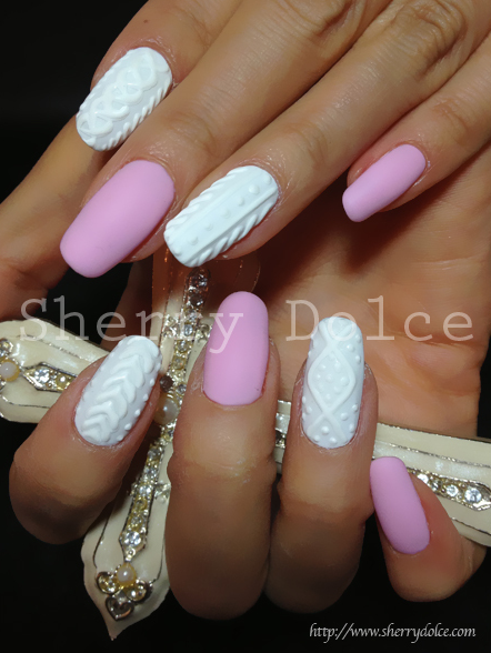 3D Cable Knit Sweater Nail Art