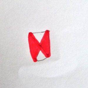 Find the center of the nail and have the two triangles meet in the middle there...