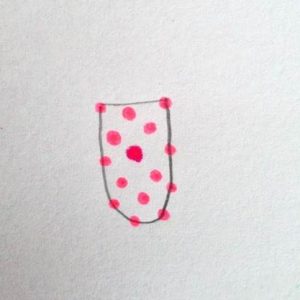 Doing polka dots is just like doing stripes but in a dotted line instead of a solid line...
