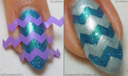And this picture shows how to do a reverse chevron effect...photo courtesy of Sassy Paints