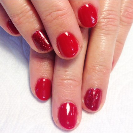 OPI Red Hot Rio is one of my favorite reds! And Gelish Good Gossip is the perfect Christmas red!